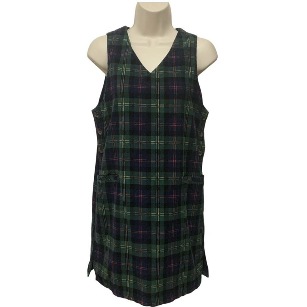 Vintage Corduroy Plaid Jumper Dress 90s Y2K Women’s 4P